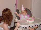 Sharing cake with Mama